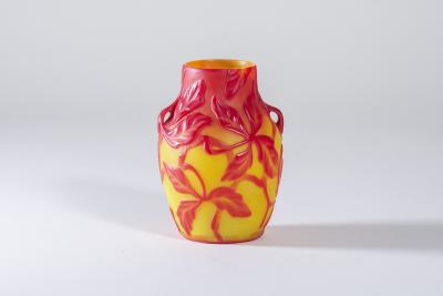 Tiffany Studios Favrile Glass Cameo Cabinet Vase with Applied Handles