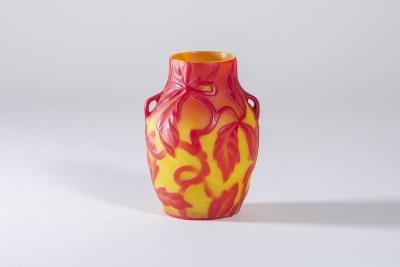 Tiffany Studios Favrile Glass Cameo Cabinet Vase with Applied Handles