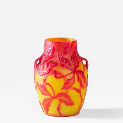 Tiffany Studios Favrile Glass Cameo Cabinet Vase with Applied Handles