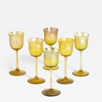 Tiffany Studios Gold Favrile Glass Liqueur Glasses