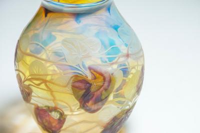 Tiffany Studios Intaglio Decorated Reactive Paperweight Vase