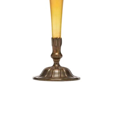 Tiffany Studios Iridescent Gold Favrile Glass and Bronze Base Trumpet Vase