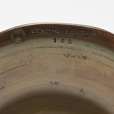 Tiffany Studios Iridescent Gold Favrile Glass and Bronze Base Trumpet Vase