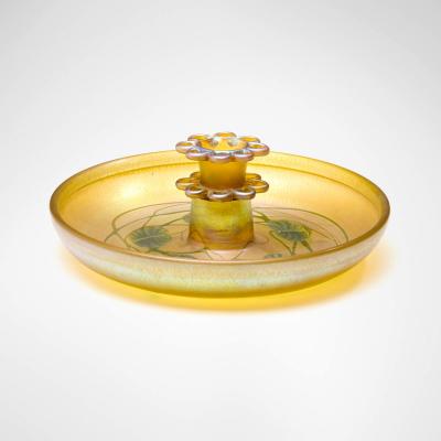 Tiffany Studios Leaf and Vine Favrile Glass Flower Bowl Centerpiece with Frog