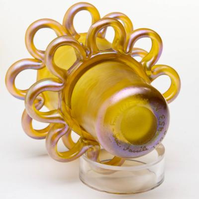 Tiffany Studios Leaf and Vine Favrile Glass Flower Bowl Centerpiece with Frog