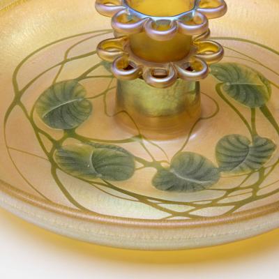 Tiffany Studios Leaf and Vine Favrile Glass Flower Bowl Centerpiece with Frog