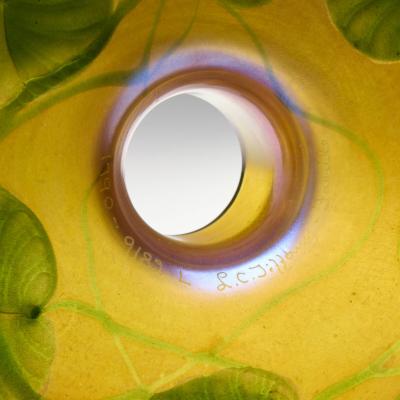 Tiffany Studios Leaf and Vine Favrile Glass Flower Bowl Centerpiece with Frog