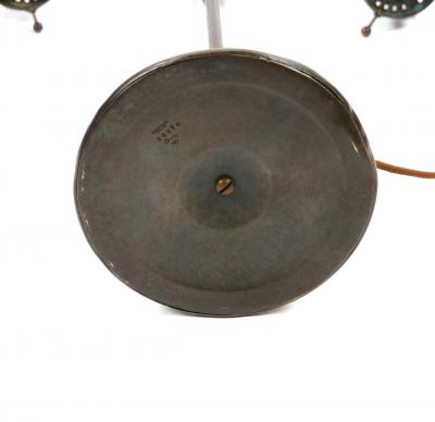 Tiffany Studios New York Signed Bronze Base and Globes Double Student Lamp