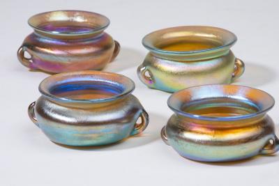 Tiffany Studios Set of Four Iridescent Favrile Glass Salt Dishes