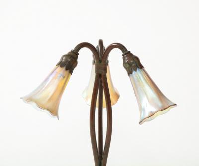 Tiffany Studios Three Light Lily Tiffany Table or Desk Lamp