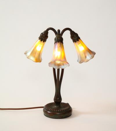 Tiffany Studios Three Light Lily Tiffany Table or Desk Lamp
