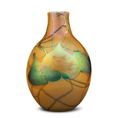Tiffany Studios Tiffany Studios Decorated Lg Favrile Glass Vase Circa 1910