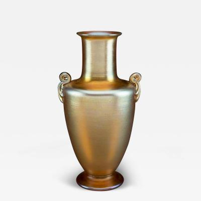 Tiffany Studios Tiffany Studios Favrile Glass Two Handled Vase Circa 1910