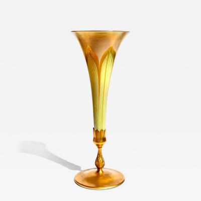 Tiffany Studios Tiffany Studios Favrile Pulled Feather Trumpet Vase