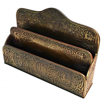Tiffany Studios Tiffany Studios Gilt Bronze Zodiac Desk Letter Holder Antique Art Nouveau
