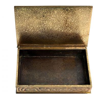 Tiffany Studios Tiffany Studios Gilt Bronze Zodiac Pattern Dor Stamp Box