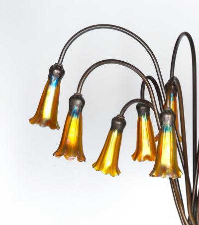 Tiffany Style Bronze Twelve Light Floor Lamp with Charles Lotton Art Glass Shade