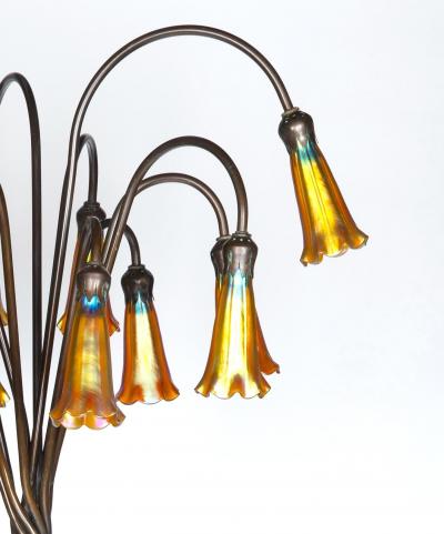 Tiffany Style Bronze Twelve Light Floor Lamp with Charles Lotton Art Glass Shade