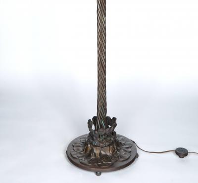 Tiffany Style Bronze Twelve Light Floor Lamp with Charles Lotton Art Glass Shade