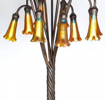 Tiffany Style Bronze Twelve Light Floor Lamp with Charles Lotton Art Glass Shade