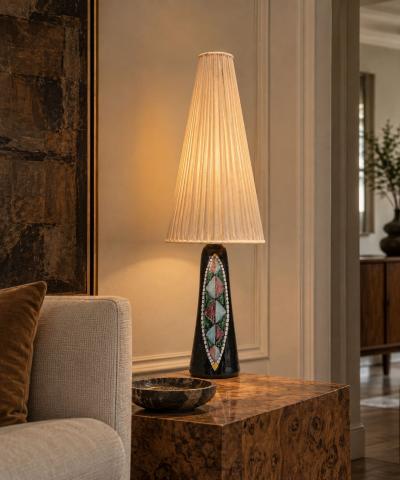 Tilgmans Keramik Large Table Lamp Dark Blue Ceramic Sweden 1958