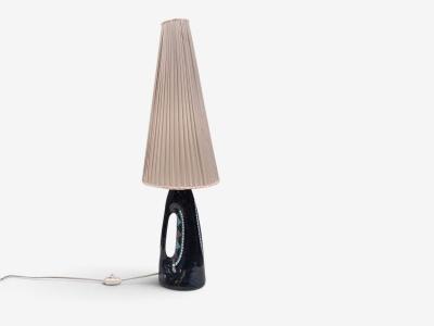 Tilgmans Keramik Large Table Lamp Dark Blue Ceramic Sweden 1958