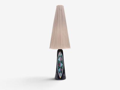 Tilgmans Keramik Large Table Lamp Dark Blue Ceramic Sweden 1958