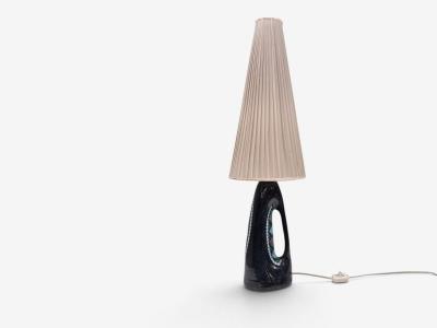 Tilgmans Keramik Large Table Lamp Dark Blue Ceramic Sweden 1958