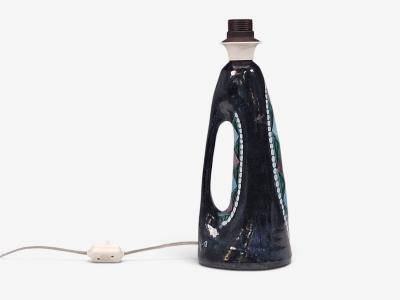 Tilgmans Keramik Large Table Lamp Dark Blue Ceramic Sweden 1958