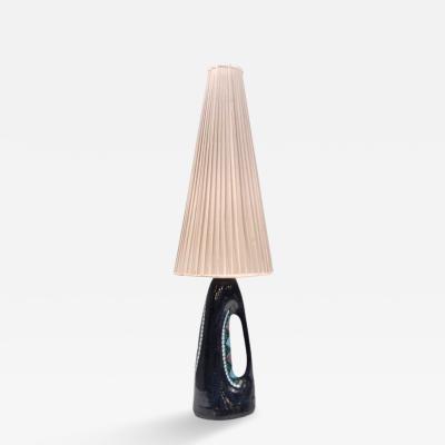 Tilgmans Keramik Large Table Lamp Dark Blue Ceramic Sweden 1958