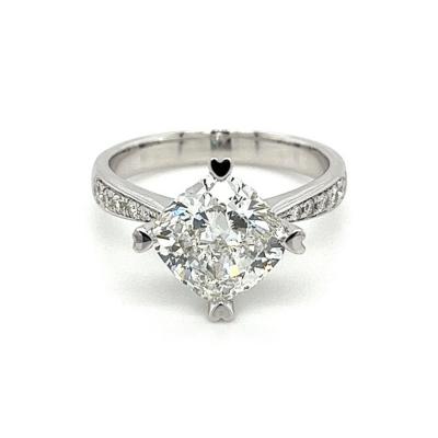 Tilted Square Frame 3 31CT Cushion Cut Lab Grown Diamond Ring