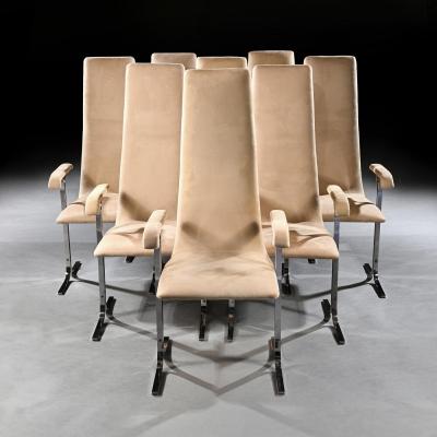 Tim Bates Set of Eight Mid Century High Back Lisse Dining Chairs Designed by Tim Bates