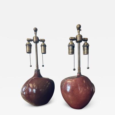 Tim Orr Pair of Tim Orr French 1960s Art Pottery Mid Century Table Lamps