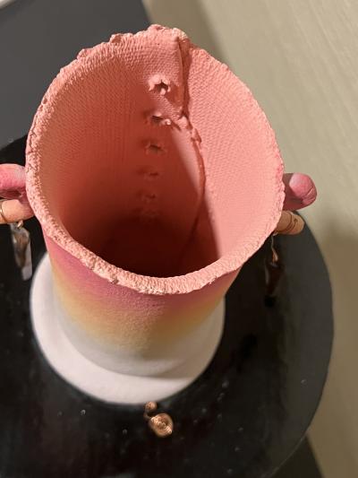 Tim Reilly UNUSUAL POST MODERN CERAMIC VASE WITH METAL ACCENTS