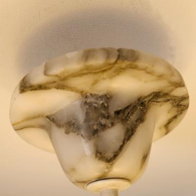 Timeless Art Deco white Black Alabaster Pendant Early 20th Century