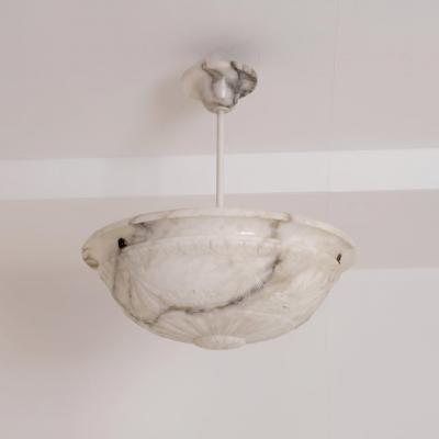 Timeless Art Deco white Black Alabaster Pendant Early 20th Century