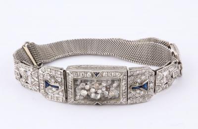Timeless Flexible Art Deco Bracelet with Floating Diamonds
