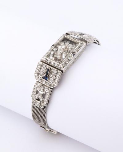 Timeless Flexible Art Deco Bracelet with Floating Diamonds