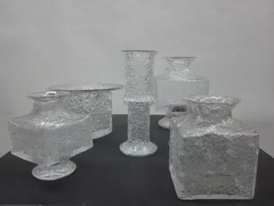 Timo Sarpaneva Five Scandinavian Midcentury Blown Ice Glass Vases by Timo Sarpaneva Iittala