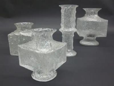 Timo Sarpaneva Five Scandinavian Midcentury Blown Ice Glass Vases by Timo Sarpaneva Iittala