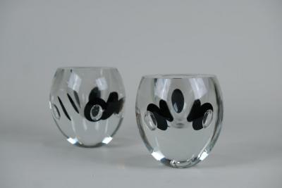 Timo Sarpaneva Pair Of Timo Sarpaneva Claritas Vases in Black Clear Glass Iittala 1980s