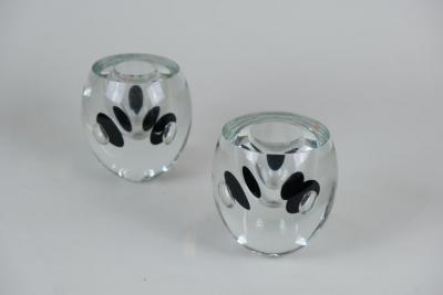 Timo Sarpaneva Pair Of Timo Sarpaneva Claritas Vases in Black Clear Glass Iittala 1980s