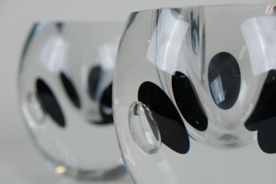 Timo Sarpaneva Pair Of Timo Sarpaneva Claritas Vases in Black Clear Glass Iittala 1980s