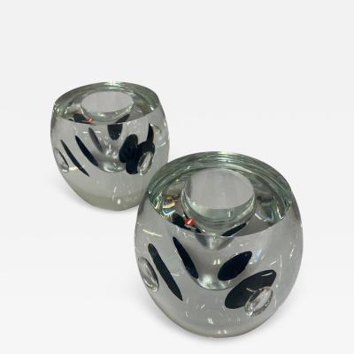 Timo Sarpaneva Pair Of Timo Sarpaneva Claritas Vases in Black Clear Glass Iittala 1980s