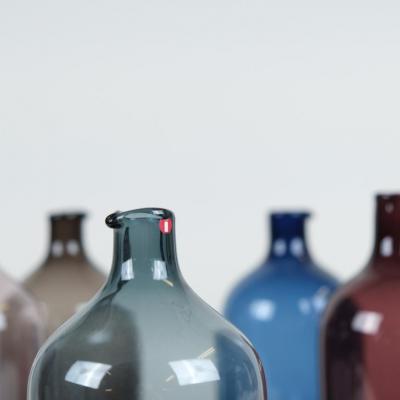 Timo Sarpaneva Set of Five Colourful Timo Sarpaneva Bird Bottles for Iittala 1950s