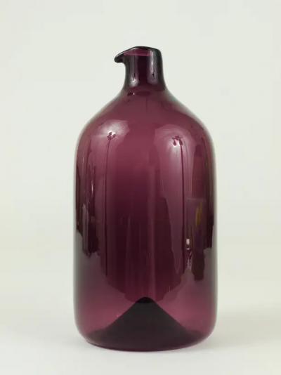 Timo Sarpaneva Signed Purple Timo Sarpaneva Pullo Bird Bottle Glass Vase Iittala Finland