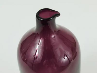 Timo Sarpaneva Signed Purple Timo Sarpaneva Pullo Bird Bottle Glass Vase Iittala Finland