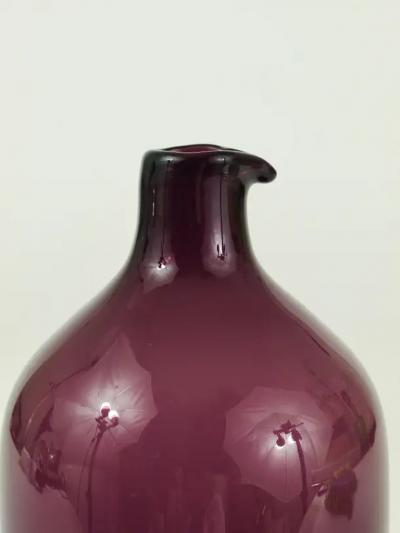 Timo Sarpaneva Signed Purple Timo Sarpaneva Pullo Bird Bottle Glass Vase Iittala Finland