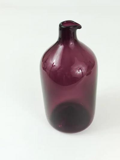 Timo Sarpaneva Signed Purple Timo Sarpaneva Pullo Bird Bottle Glass Vase Iittala Finland
