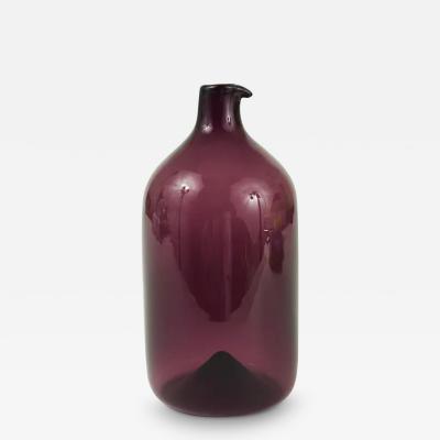 Timo Sarpaneva Signed Purple Timo Sarpaneva Pullo Bird Bottle Glass Vase Iittala Finland